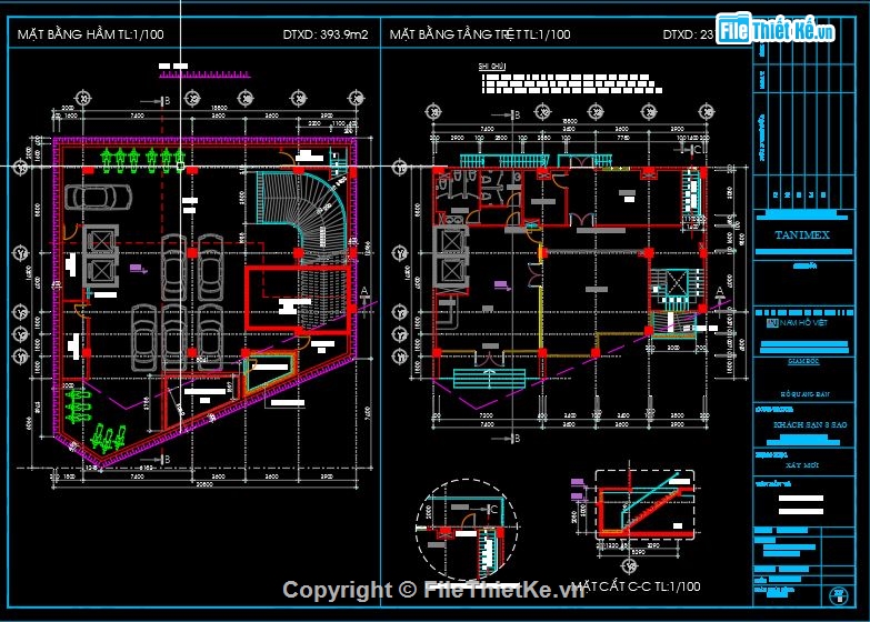 bản vẽ khách sạn,file cad khách sạn,kiến trúc khách sạn,bản vẽ khách sạn 3 tầng